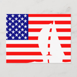 Nautic Flag Segelboot Postkarte