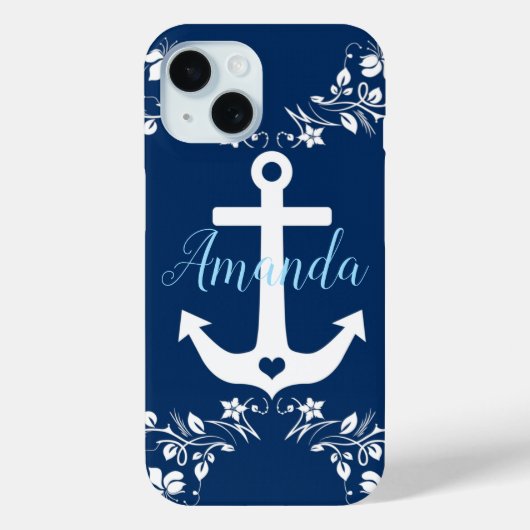 Nautic Floral & Anchor Case-Mate iPhone Hülle (Rückseite)