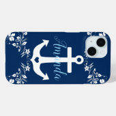 Nautic Floral & Anchor Case-Mate iPhone Hülle (Rückseite (Horizontal))