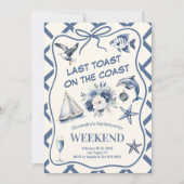 Nautic Florals and Ocean Icons Bachelorette Einladung (Vorderseite)