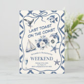 Nautic Florals and Ocean Icons Bachelorette Einladung (Stehend Vorderseite)