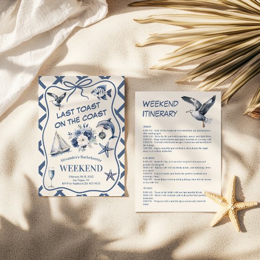 Nautic Florals and Ocean Icons Bachelorette Einladung