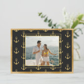 Nautic Foto Gold Anker Weihnachtskarte Feiertagskarte (Stehend Vorderseite)