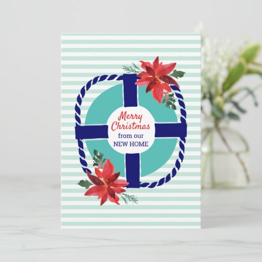 Nautic Frohe Weihnachten von unserer neuen Zuhause Ankündigung (Stehend Vorderseite)