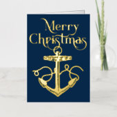 Nautic Frohe Weihnachts Anchor Navy Gold (Vorderseite)
