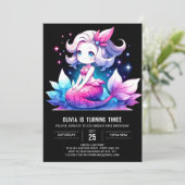 Nautic Fun Mermaid Birthday Einladung (Stehend Vorderseite)