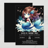 Nautic Fun Mermaid Birthday Einladung (Vorne/Hinten)