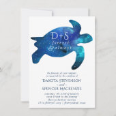 Nautic Galaxy Sea Turtle | Monografische Hochzeit Einladung (Vorderseite)