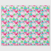 Nautic Gift Wrap Blue Pink Yellow Green Crabs Geschenkpapier (Flach)