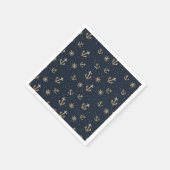 Nautic Gold Anchor & Helm Muster auf Blue Serviette (Ecke)