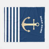 Nautic, Gold Anchor Navy Blue Striping Fleecedecke (Vorderseite (Horizontal))