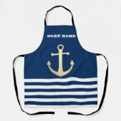 Nautic, Gold Anchor Navy Blue Striping Schürze (Vorderseite)