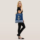 Nautic, Gold Anchor Navy Blue Striping Tasche (Am Model)