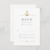 Nautic Gold Anchor White Response RSVP Card (Vorne/Hinten)