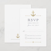 Nautic Gold Anchor White Response RSVP Card Karte (Vorne/Hinten)