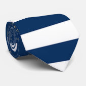 Nautic, Gold Boat Wheel, Navy Blue Stripes Krawatte (Gerollt)