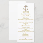Nautic Gold Glitzer Anchor Glamour Menu Card Menükarte (Vorne/Hinten)