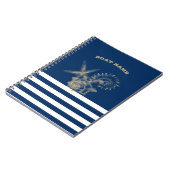 Nautic, Gold Seashells Navy Blue Stripes Notizblock (Linke Seite)