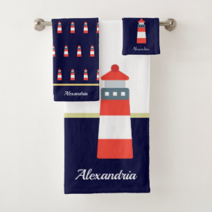 Nautic Gold und Marineblau Badetuch Badhandtuch Set