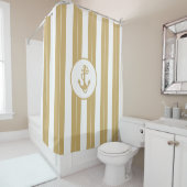 Nautic Gold Weiße vertikale Streifen mit Anker Duschvorhang (Beispiel)