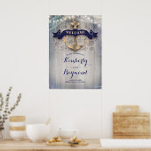 Nautic Golden Anchor Wedding Welcome Sign Poster (Küche)