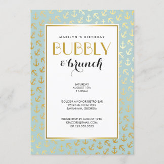 Nautic Golden Anchors Pattern Einladung