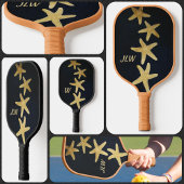 Nautic Golden Starfish Mit Monogramm Black Pickleball Schläger