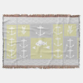Nautic Gray Anchor Fish Weather Vane Muster Decke (Vorderseite)