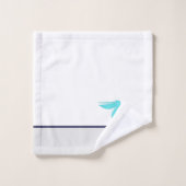 Nautic Gray Navy Aquamarin White Pelican Coastal Badhandtuch Set (Waschlappen)