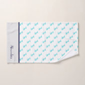 Nautic Gray Navy Aquamarin White Pelican Coastal Badhandtuch Set (Handtuch)