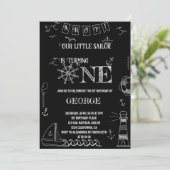 Nautic handgezeichnete Seemann einen Geburtstag Einladung (Stehend Vorderseite)