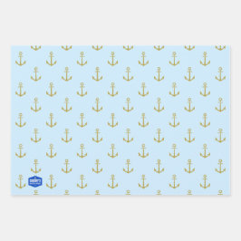 Nautic Haven Wrapping Paper Flat Sheet Set 3 Geschenkpapier Set