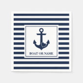 Nautic Heart Anchor Boat Name Marine White Strike Serviette (Vorderseite)