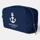 Nautic Heart Anchor Personalisiert Navy Trauzeugen Waschbeutel (Rechte Ecke)