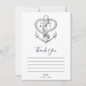 Nautic Heart Rope Anchor Coastal Vielen Dank Einladung (Vorderseite)