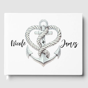 Nautic Heart Rope Anchor Coastal Wedding Gästebuch