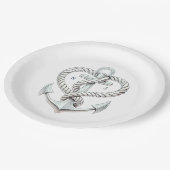 Nautic Heart Rope Anchor Coastal Wedding Pappteller (Schrägansicht)