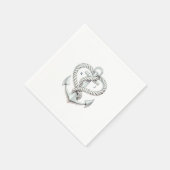 Nautic Heart Rope Anchor Coastal Wedding Serviette (Ecke)