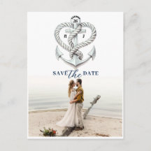 Nautic Heart Rope Anchor Foto Save the Date