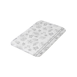 Nautic Hipster Sailor Tattoos Grau Weiß Muster Badematte