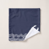 Nautic Hummer Navy Blue White Badhandtuch Set (Waschlappen)