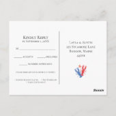 Nautic Hummer Red, Blue Wedding RSVP Postkarte (Rückseite)