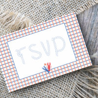Nautic Hummer Red, Blue Wedding RSVP