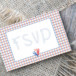 Nautic Hummer Red, Blue Wedding RSVP Postkarte