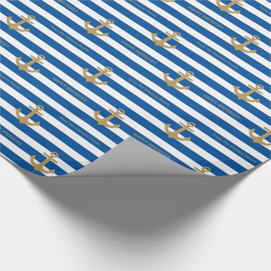 Nautic Individuelle Name Birthday Wrapping Paper Geschenkpapier (Ecke)