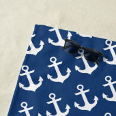 Nautic Individuelle Name Navy Blue White Anchor Strandtuch (Beispiel)