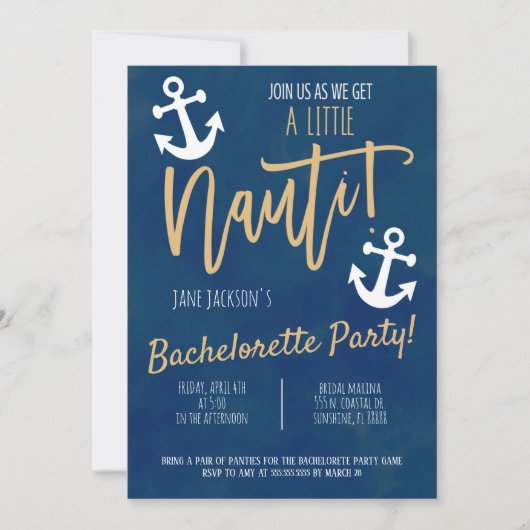 Nautic Junggeselinnen-Abschied Invite Einladung (Vorderseite)