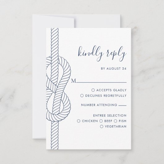 Nautic Knot Rope Wedding Meal Choice RSVP Karte (Vorderseite)