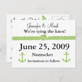 Nautic Knot Save the Date Ankündigungspostkarte (Vorne/Hinten)