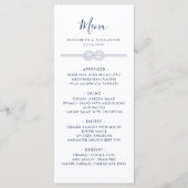 Nautic Knot White Navy Hochzeit Menükarte (Vorderseite)